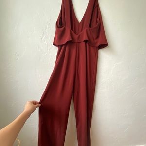 Burgundy Open Back Elegant Jumpsuit